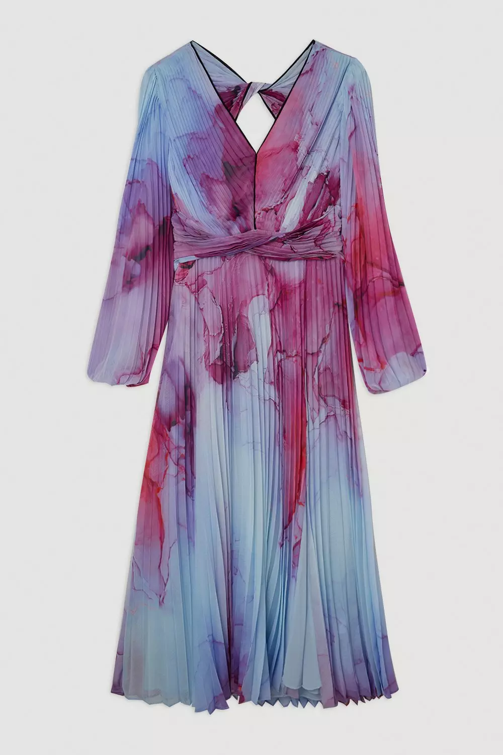 Marble Printed Soft Pleated Woven Maxi Dress alternative image