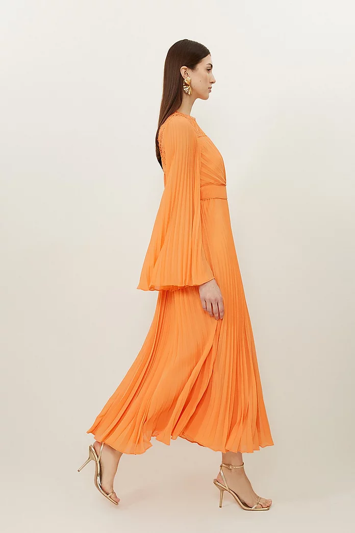 Soft Pleated Woven Kimono Sleeve Maxi Dress | Karen Millen Soft Pleated Woven Kimono Sleeve Maxi Dress | Karen Millen