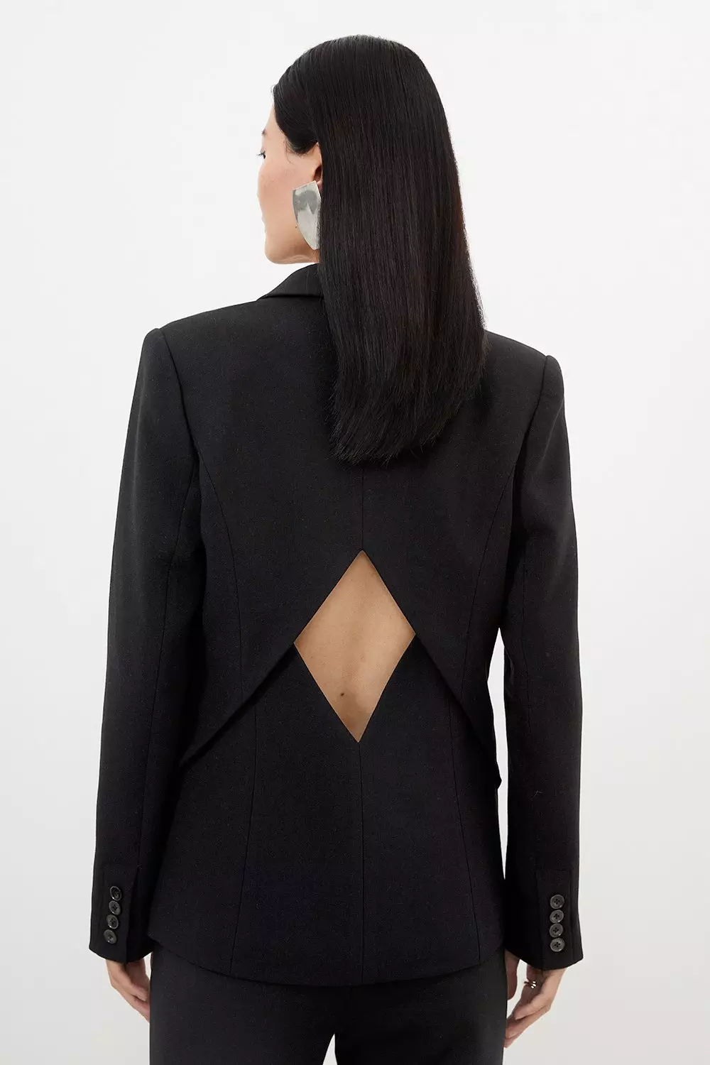 Tailored Open Back Detail Longline Blazer | Karen Millen