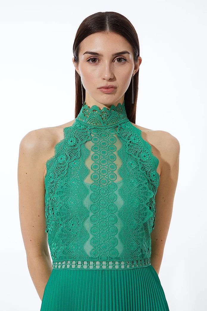 Guipure Lace Ombre Woven Halter Maxi Dress | Karen Millen Guipure Lace Ombre Woven Halter Maxi Dress | Karen Millen