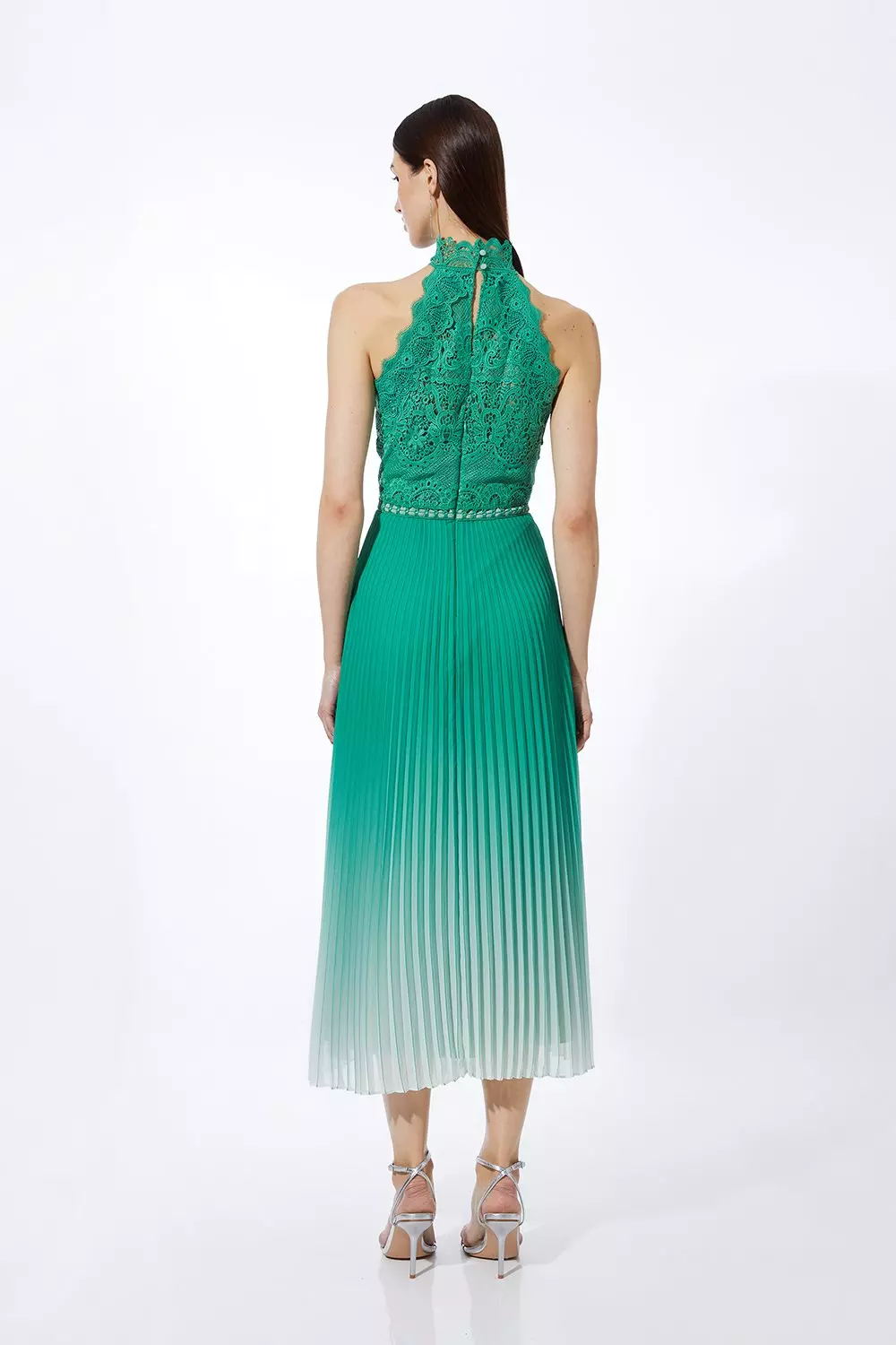 Guipure Lace Ombre Woven Halter Maxi Dress | Karen Millen