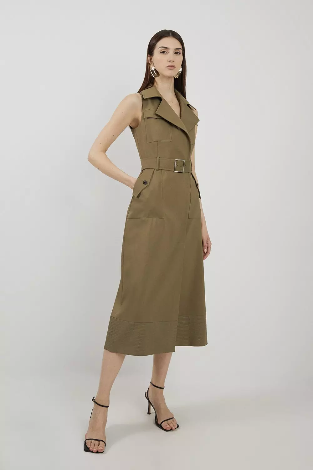 ★Karen Millen★プレミアム リネンベルト付きシティショート bkk14836_mauve_xl?$