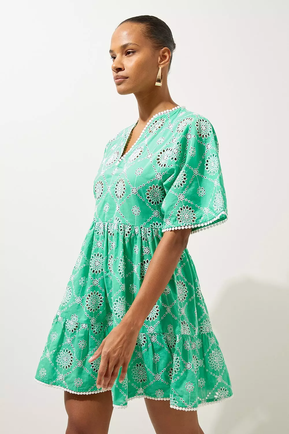 Cotton Eyelet Beach Mini Dress | Karen Millen