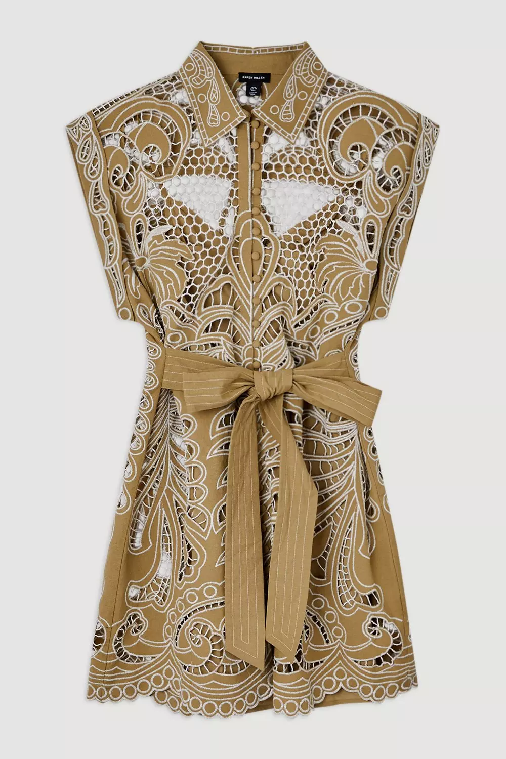 安心追跡【KAREN MILLEN】コットン カットワーク チュニック Cotton Cutwork Embroidery Woven Tunic | Karen Millen