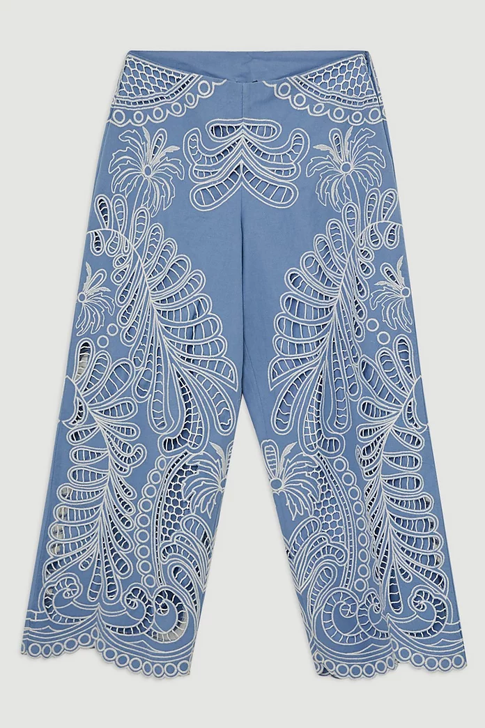 Linen Cutwork Embroidery Woven Pants | Karen Millen Linen Cutwork Embroidery Woven Pants | Karen Millen