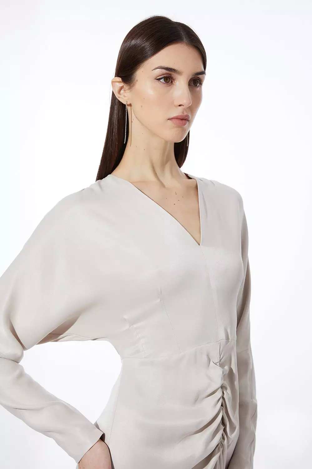 安心追跡【KAREN MILLEN】テクノコットンVネックワンピ 日本未入荷☆Karen Millen Vネックタイトワンピース