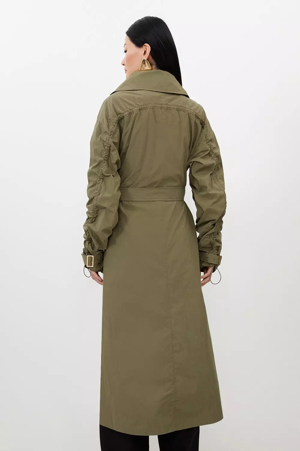 Tailored Asymmetric Collar Relaxed Fit Belted Coat | Karen