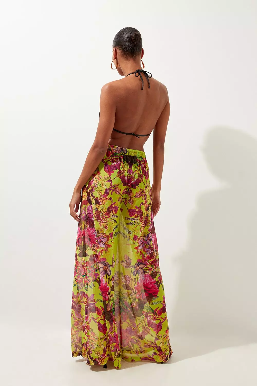 日本未入荷★Karen Millen パターン柄ワイドパンツ Floral Embroidered Cotton Linen Woven Wide Leg Pants | Karen