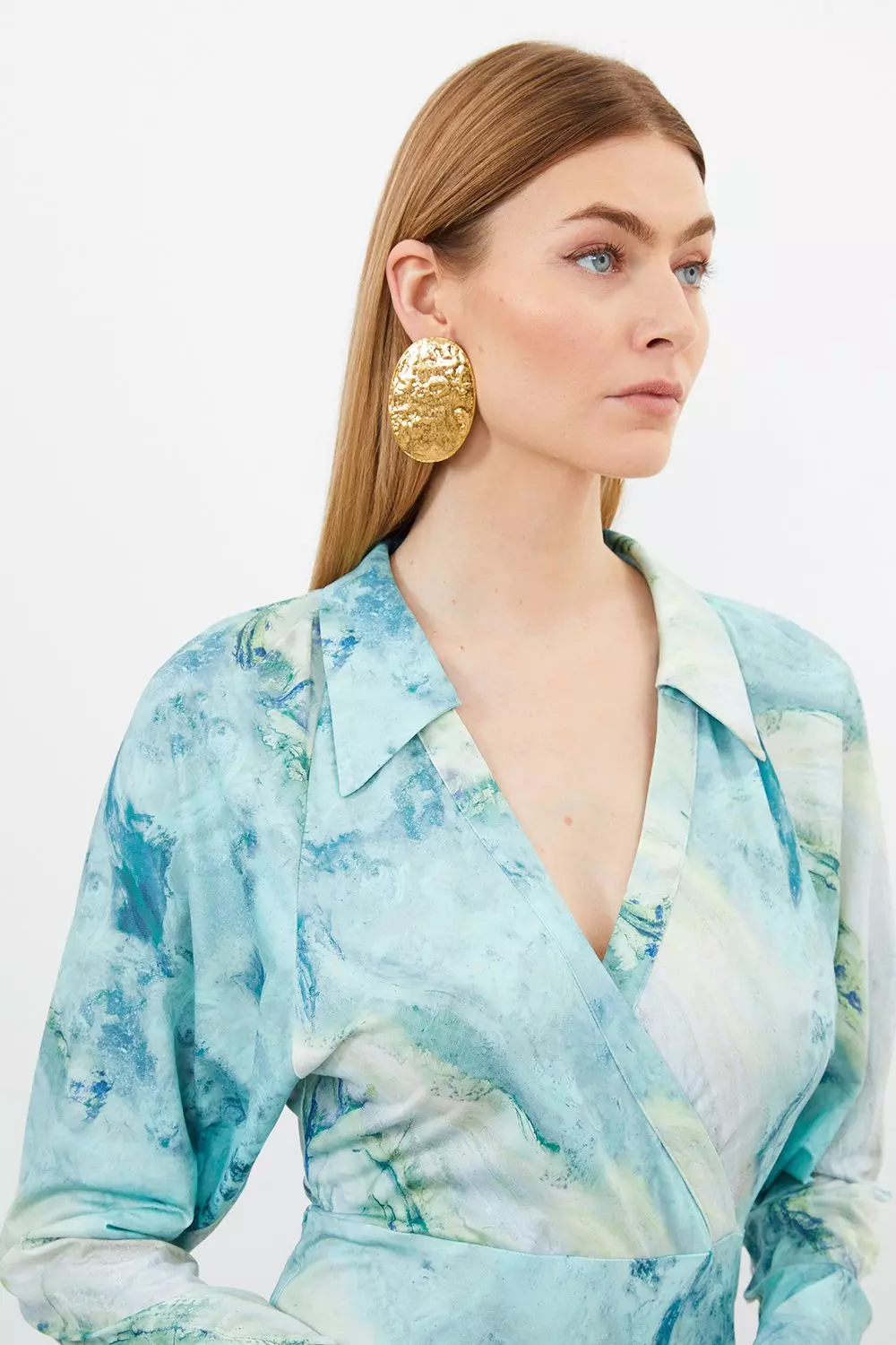 Green Marble Print Jersey Shirt Midi Dress alternative image