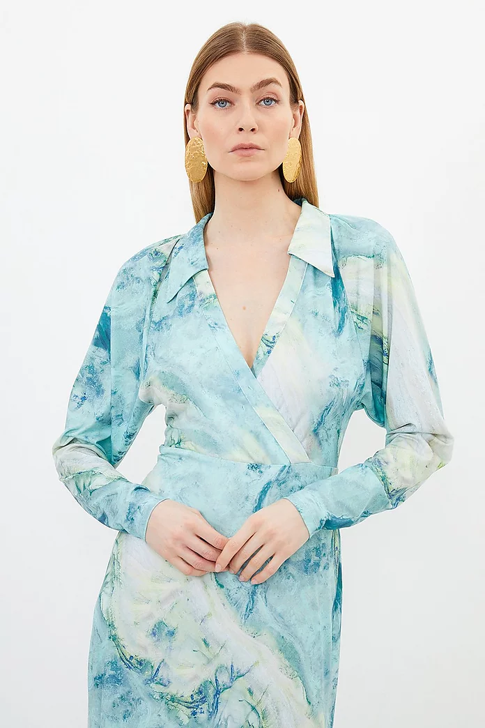 Marble Print Jersey Shirt Midi Dress | Karen Millen Marble Print Jersey Shirt Midi Dress | Karen Millen