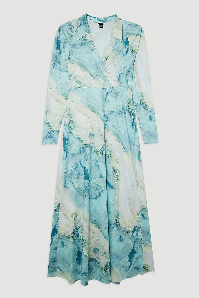 Marble Print Jersey Shirt Midi Dress | Karen Millen Marble Print Jersey Shirt Midi Dress | Karen Millen