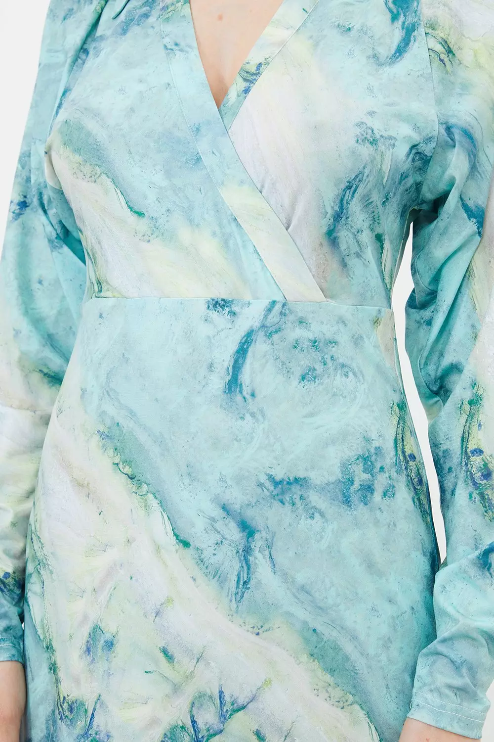 Green Marble Print Jersey Shirt Midi Dress alternative image