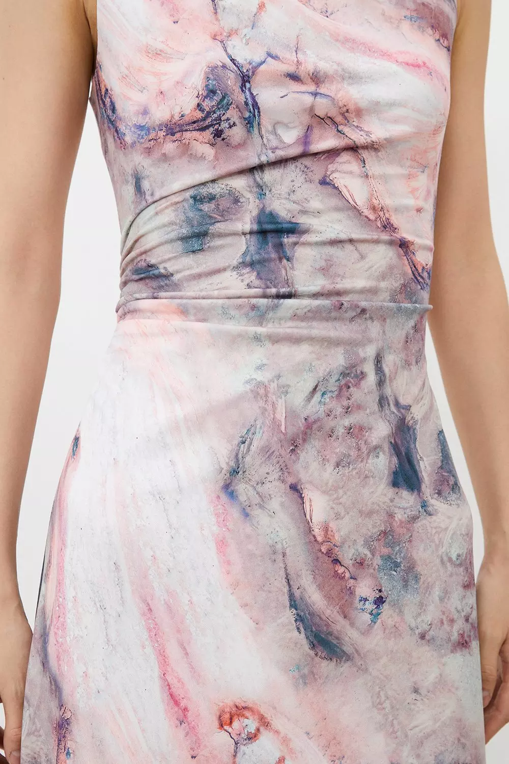 Marble Print Jersey Sleeveless Maxi Dress | Karen Millen