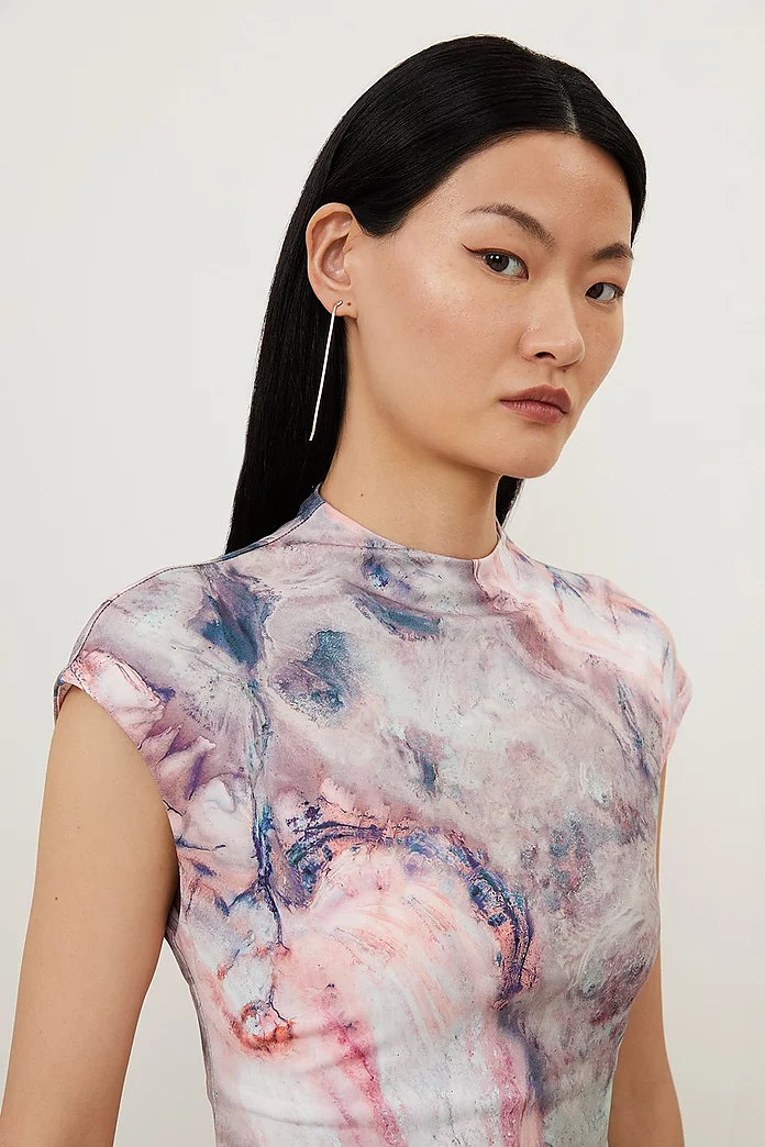 Marble Print Jersey Cap Sleeve Mini Dress | Karen Millen Marble Print Jersey Cap Sleeve Mini Dress | Karen Millen