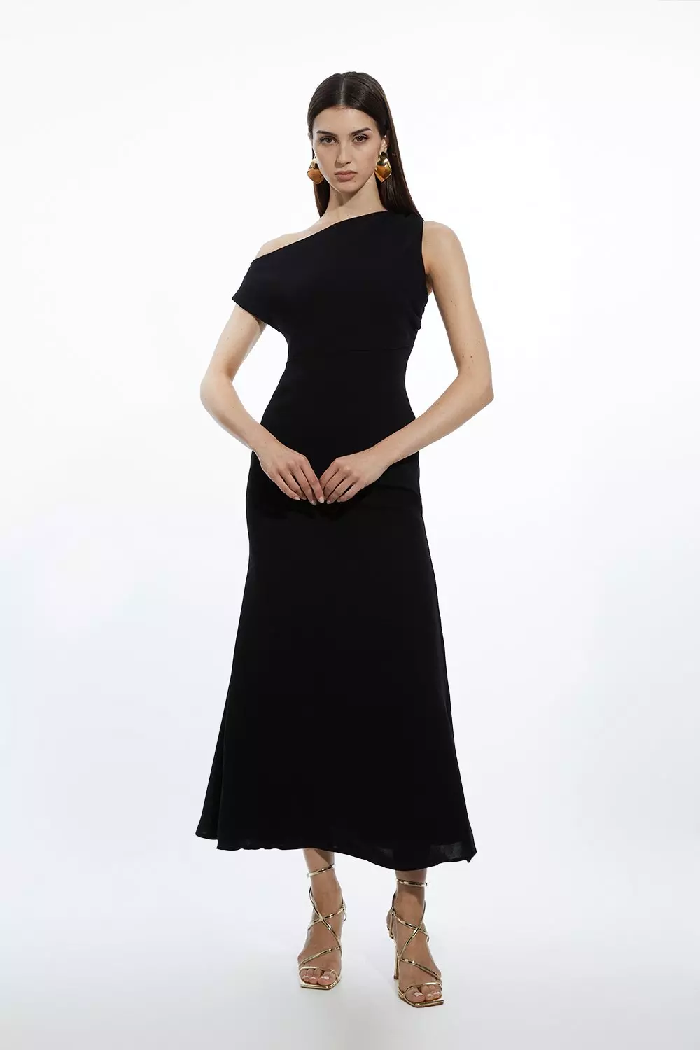 Drapey Crepe Jersey Corset Detail Maxi Dress Karen Millen