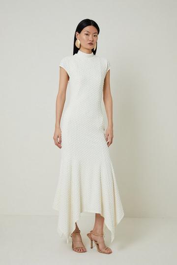 Petite Textured Jersey Dramatic Hem Maxi Dress ivory