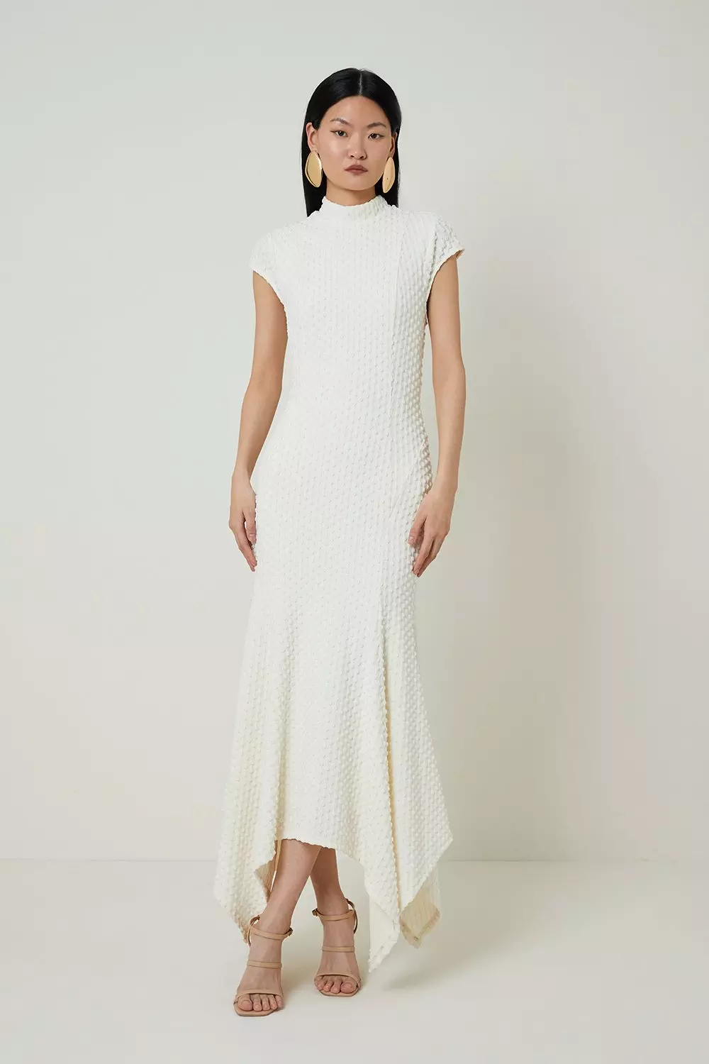 【Karen Millen】英国発！ Textured Jersey Hem Maxi Dress Textured Jersey Dramatic Hem Maxi Dress | Karen Millen