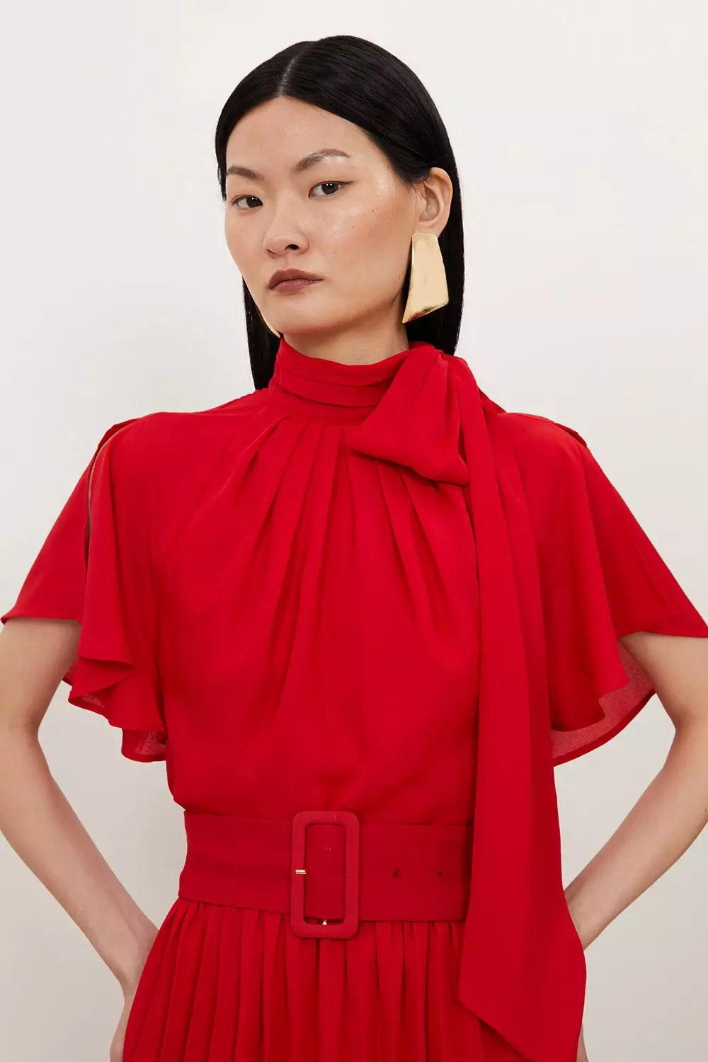 ☆HAE BY HAEKIM☆RIBBON SLEEVELESS PLEATED MINI DRESS Crew Neck Sleeveless Drop Waist Bubble Hem Mini Dress | Express