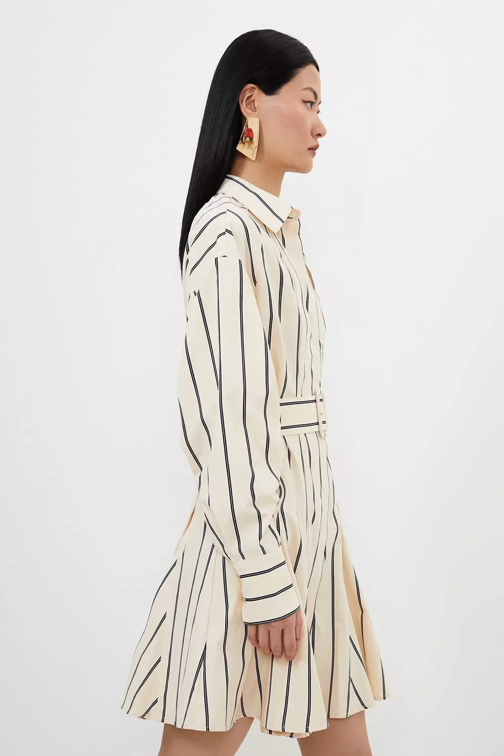 KAREN MILLENマンテコウールベルト付きテーラードミダクシコート Italian Manteco Wool Mix Single Breasted Midi Coat | Karen