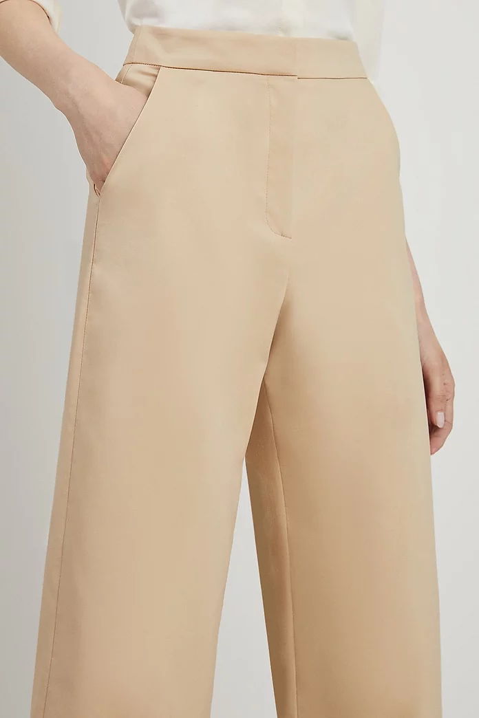 Cotton Sateen Wide Leg Dress Pants | Karen Millen Cotton Sateen Wide Leg Dress Pants | Karen Millen