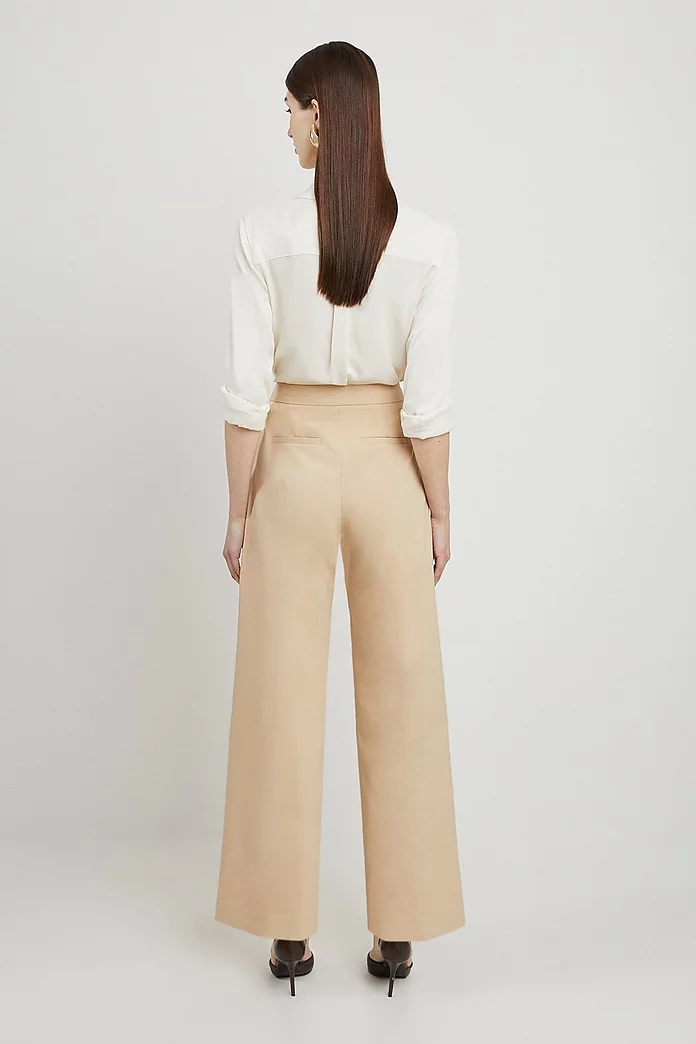 Cotton Sateen Wide Leg Dress Pants | Karen Millen Cotton Sateen Wide Leg Dress Pants | Karen Millen