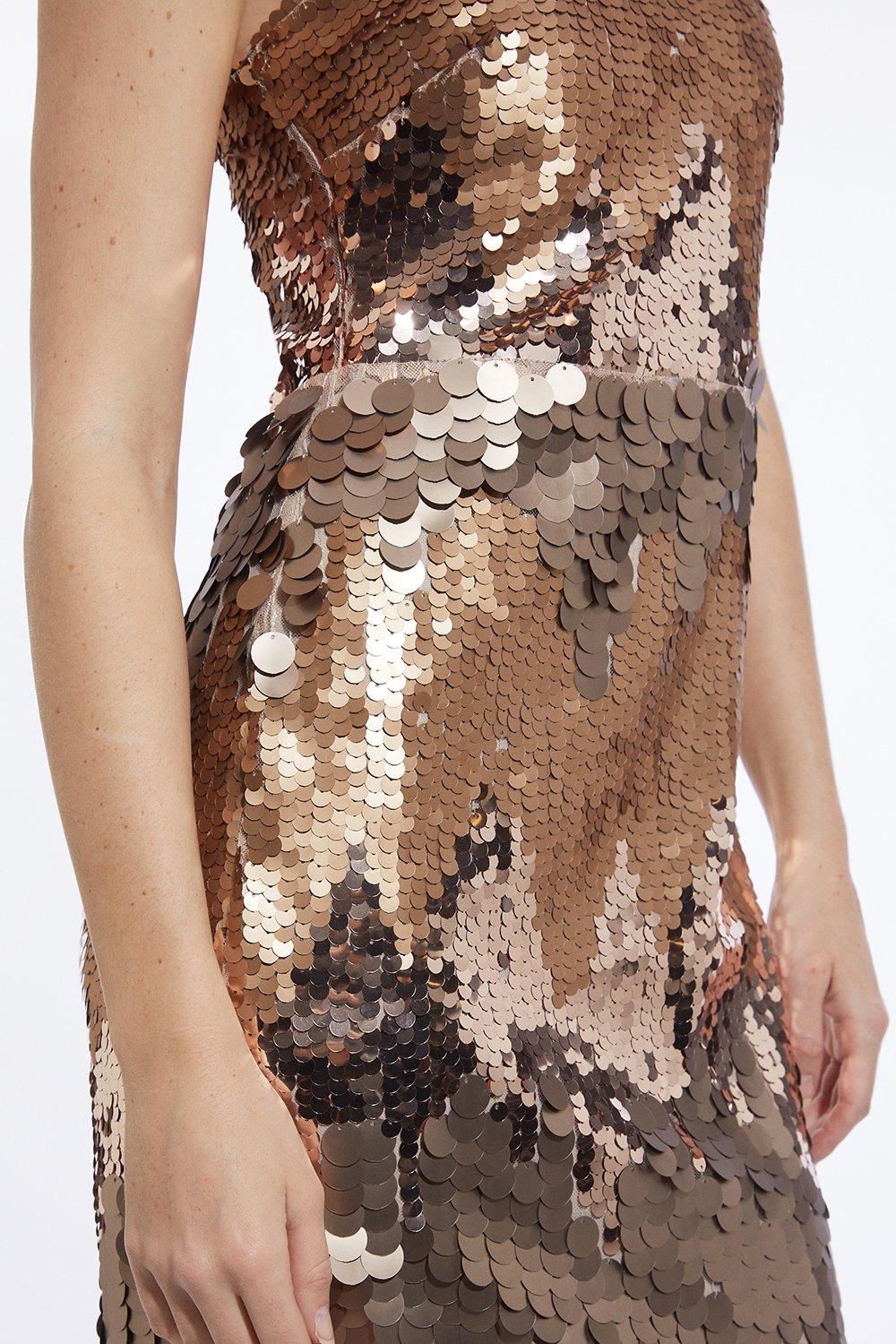 Disc Sequin Strappy Midaxi Dress | Karen Millen