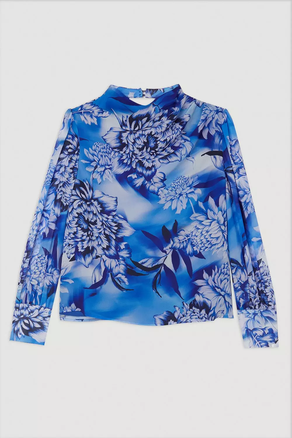 Plus Size Blue Rose Pleated Georgette Woven Blouse | Karen