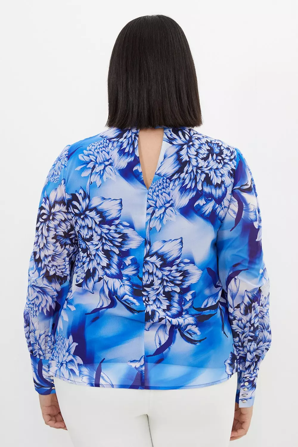 売れ筋介護用品も！ Rose Blue Size Plus Pleated Karen | Blouse Woven Georgette トップス