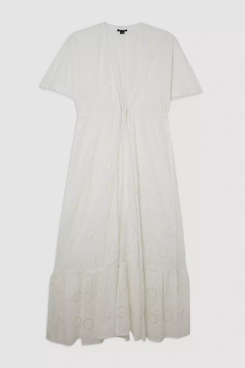 KAREN MILLEN 日本未入荷 パーム コットン マキシ ビーチ キモノ Puff Sleeve Viscose Metallic Thread Woven Kimono | Karen Millen