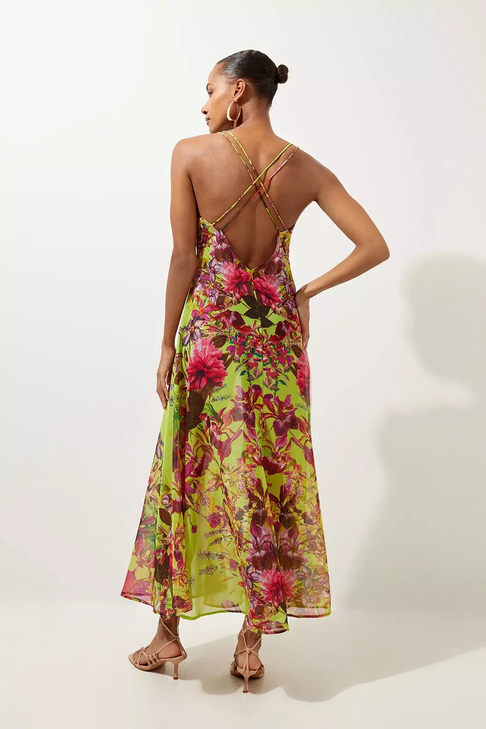 Embellished Mirrored Floral Strappy Beach Maxi Dress Karen Millen