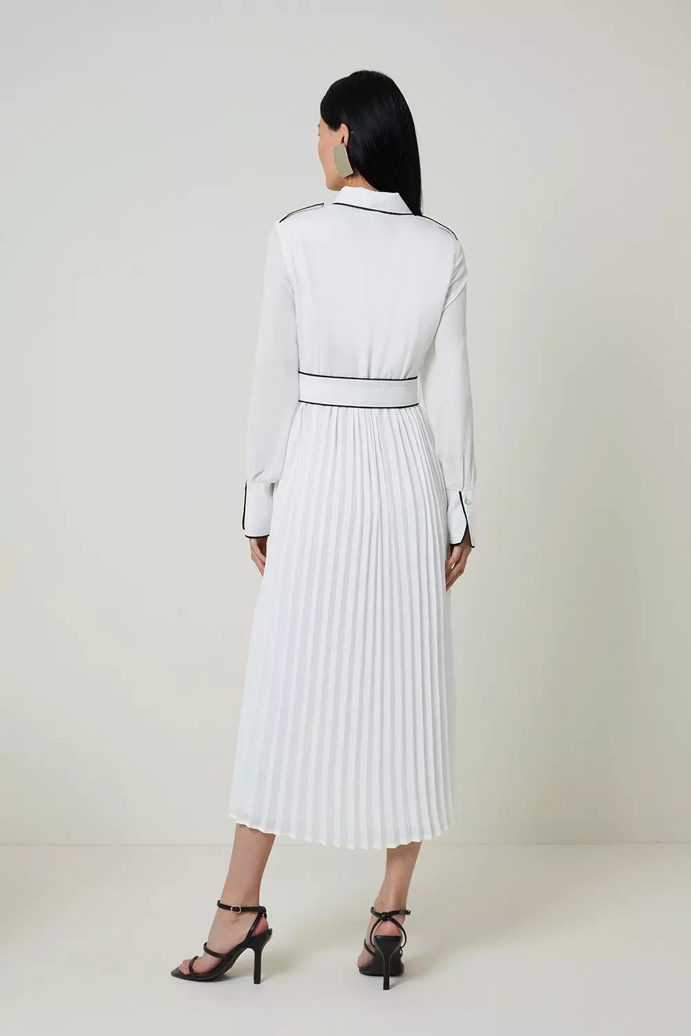 Piping Detail Woven Belted Maxi Dress Karen Millen