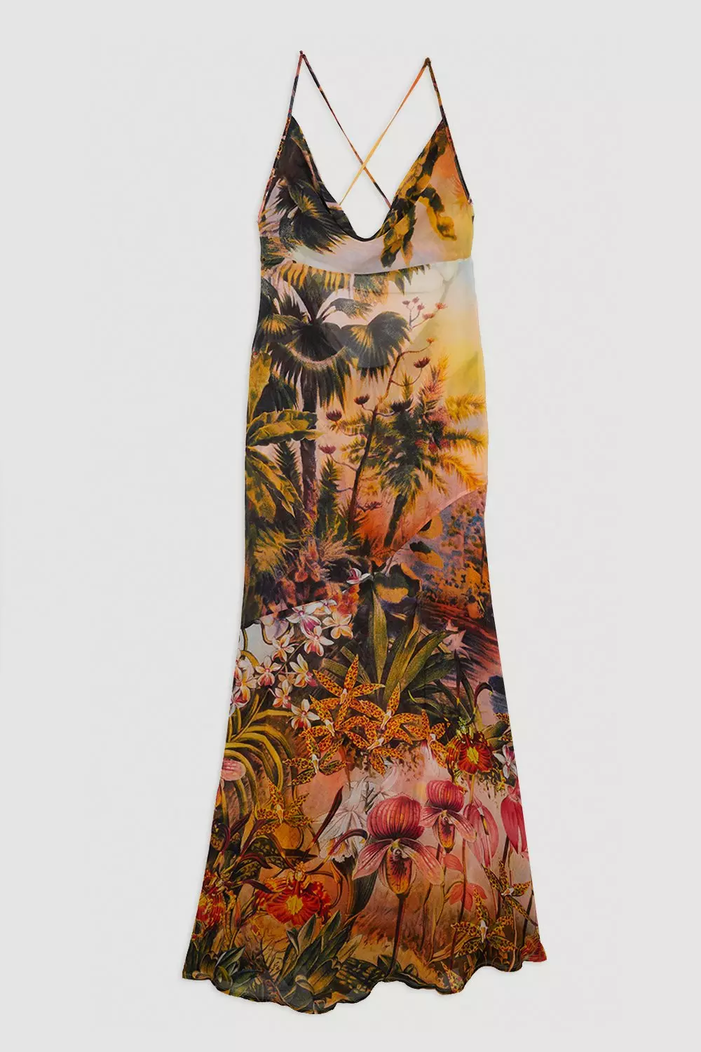 Floral Ombre Placed Print Viscose Georgette Beach Slip Dress alternative image