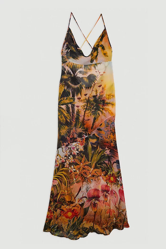 Ombre Placed Print Viscose Georgette Beach Slip Dress Ombre Placed Print Viscose Georgette Beach Slip Dress