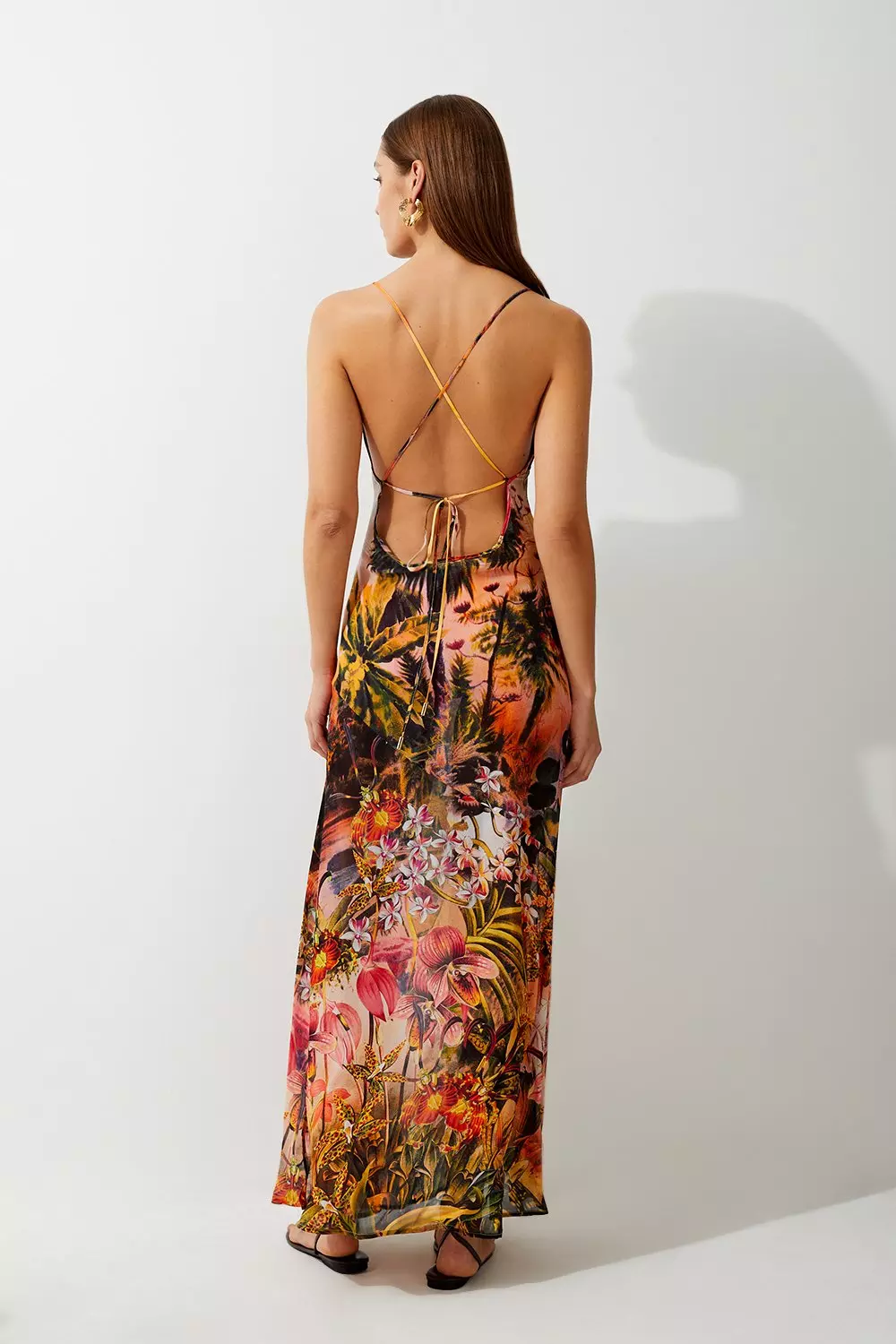 Floral Ombre Placed Print Viscose Georgette Beach Slip Dress alternative image