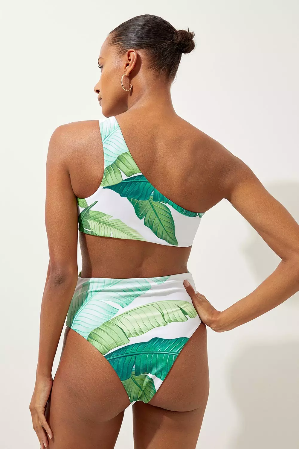 Palm Print High Waisted Bikini Bottoms Karen Millen