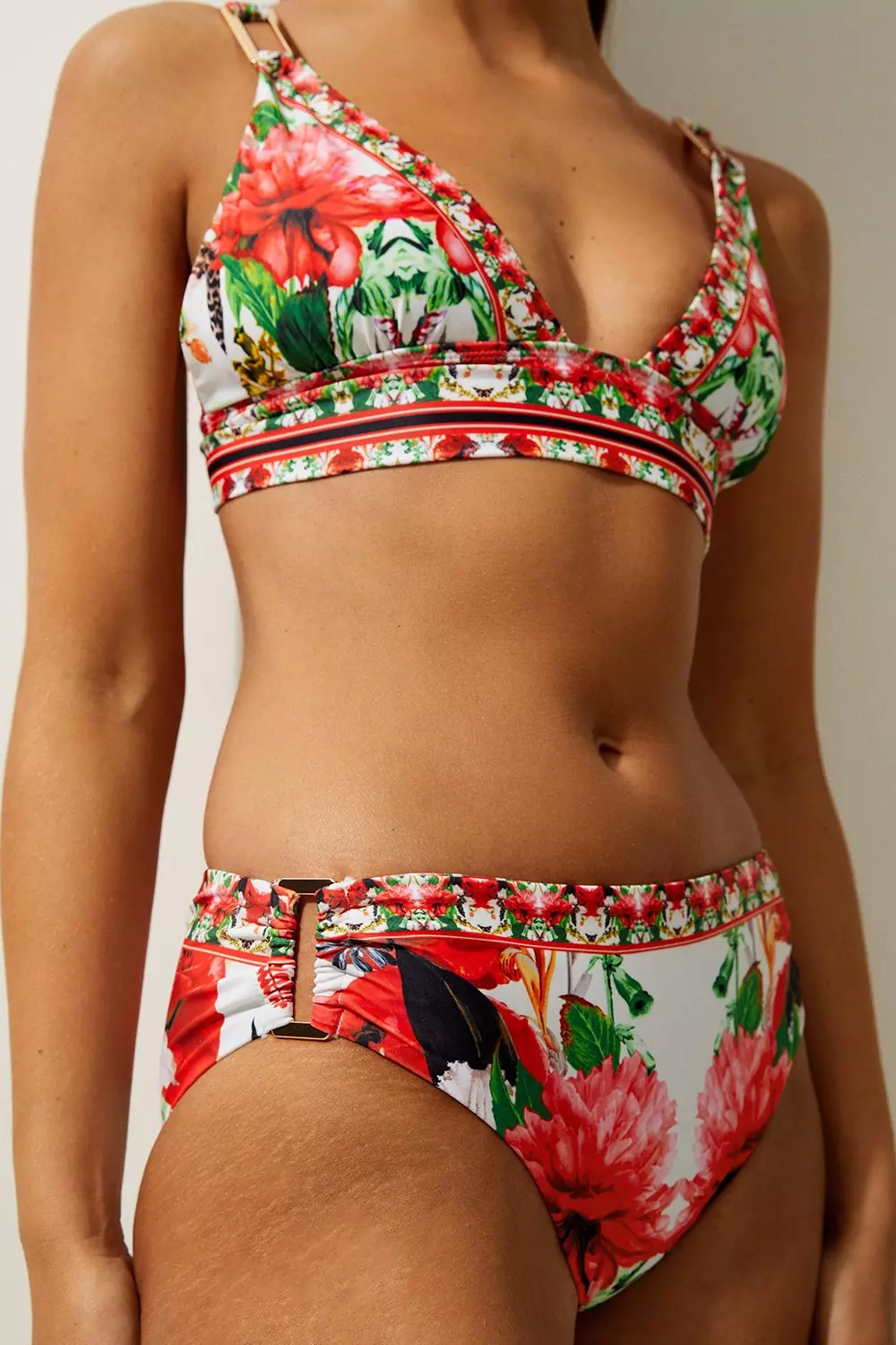 Mirror Floral Print Bikini Bottoms | Karen Millen