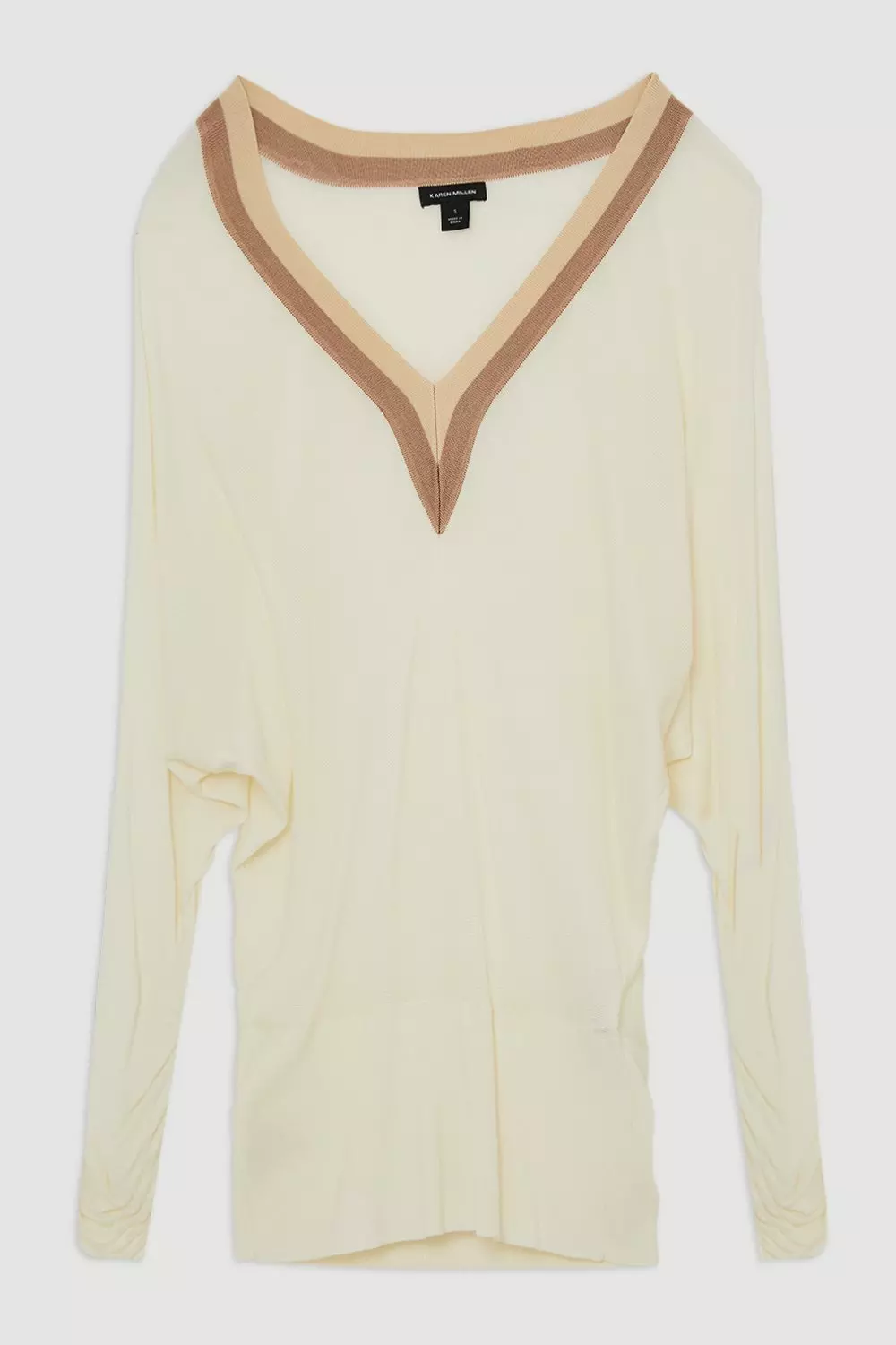 Natural Prep Detail V Neck Knit Top  alternative image
