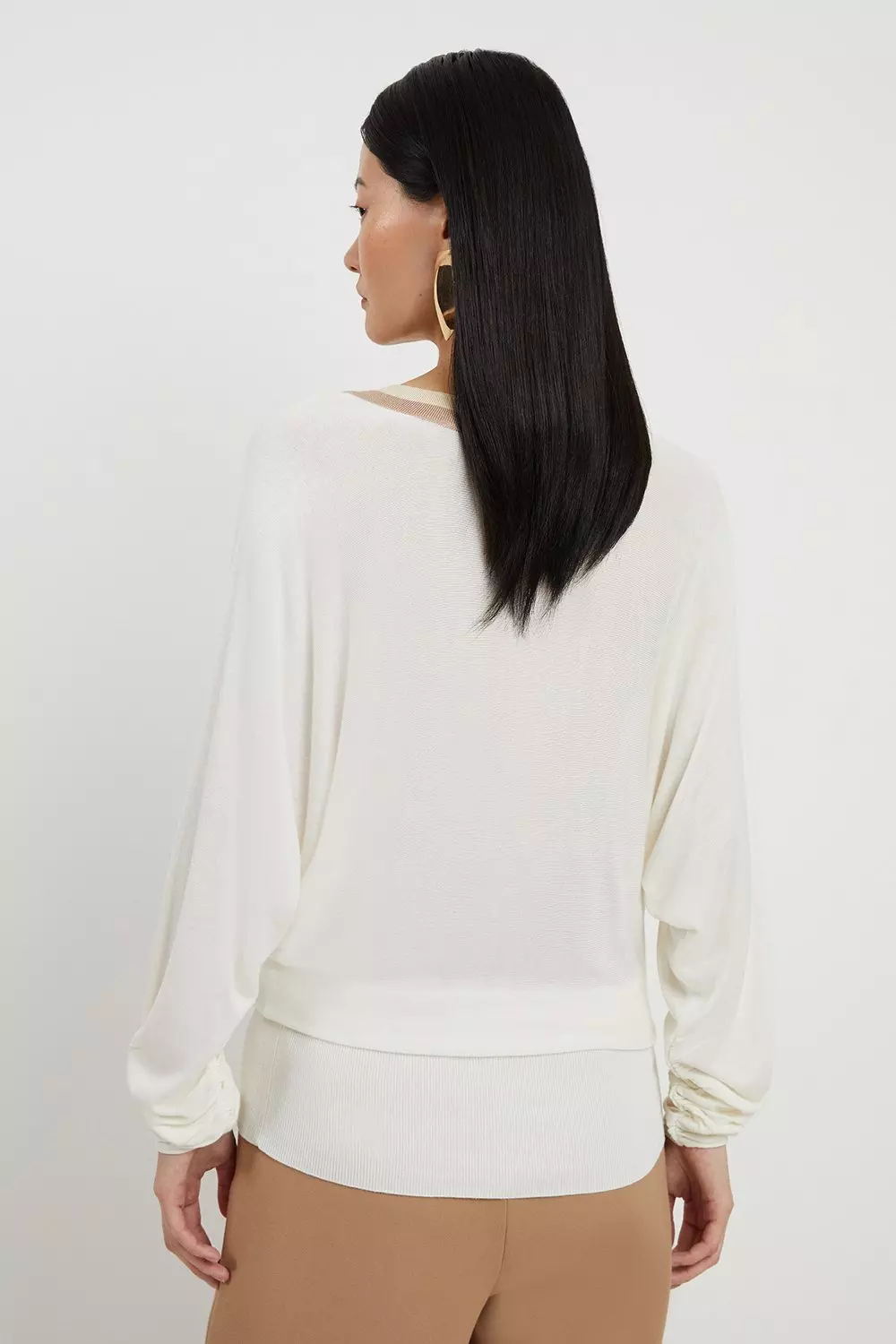 Natural Prep Detail V Neck Knit Top  alternative image