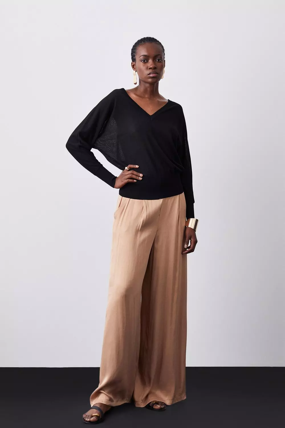 Sleek V-Neck Cami Top Black | Garage