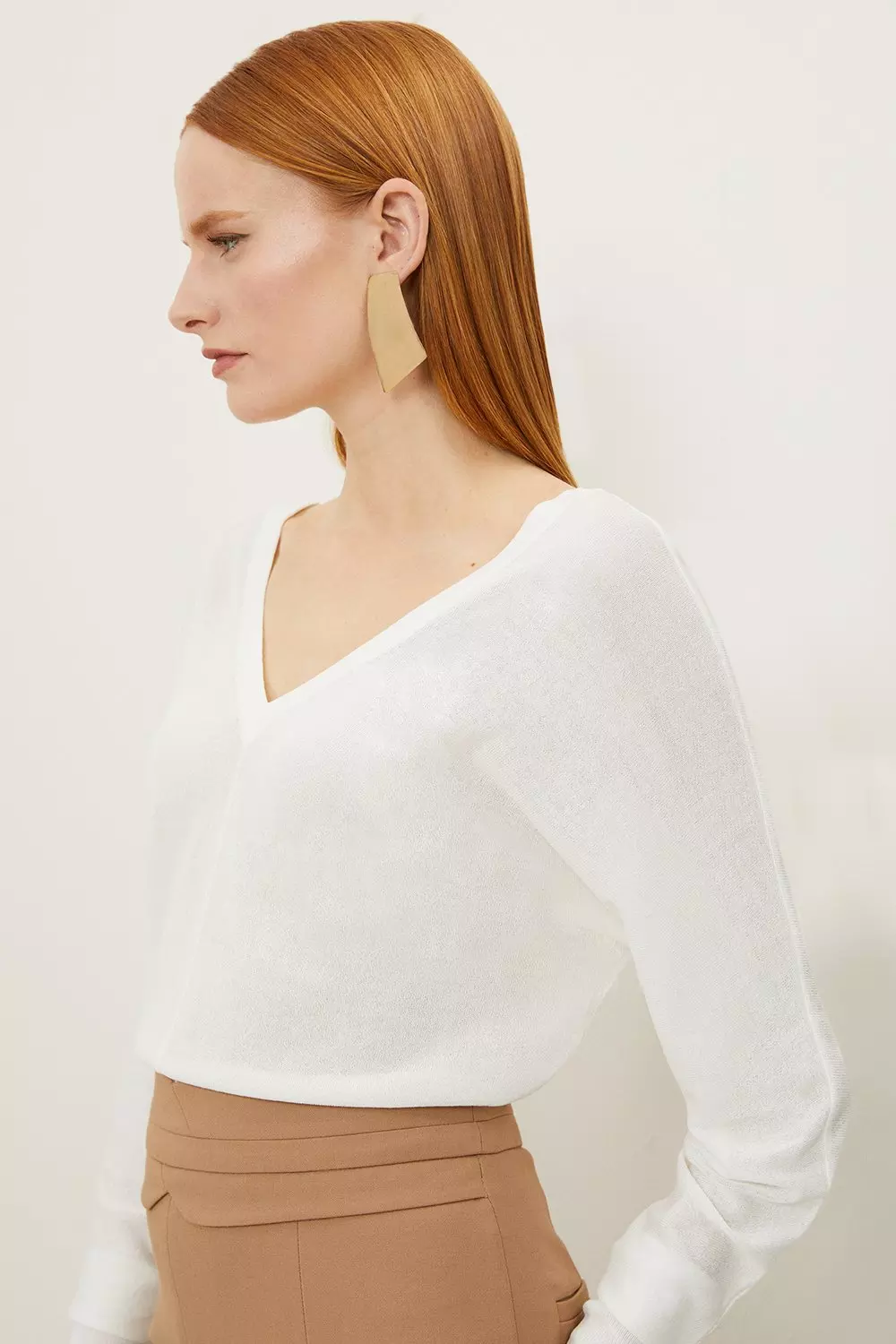 Lightweight Knitted V Neck Long Sleeve Jumper Karen Millen