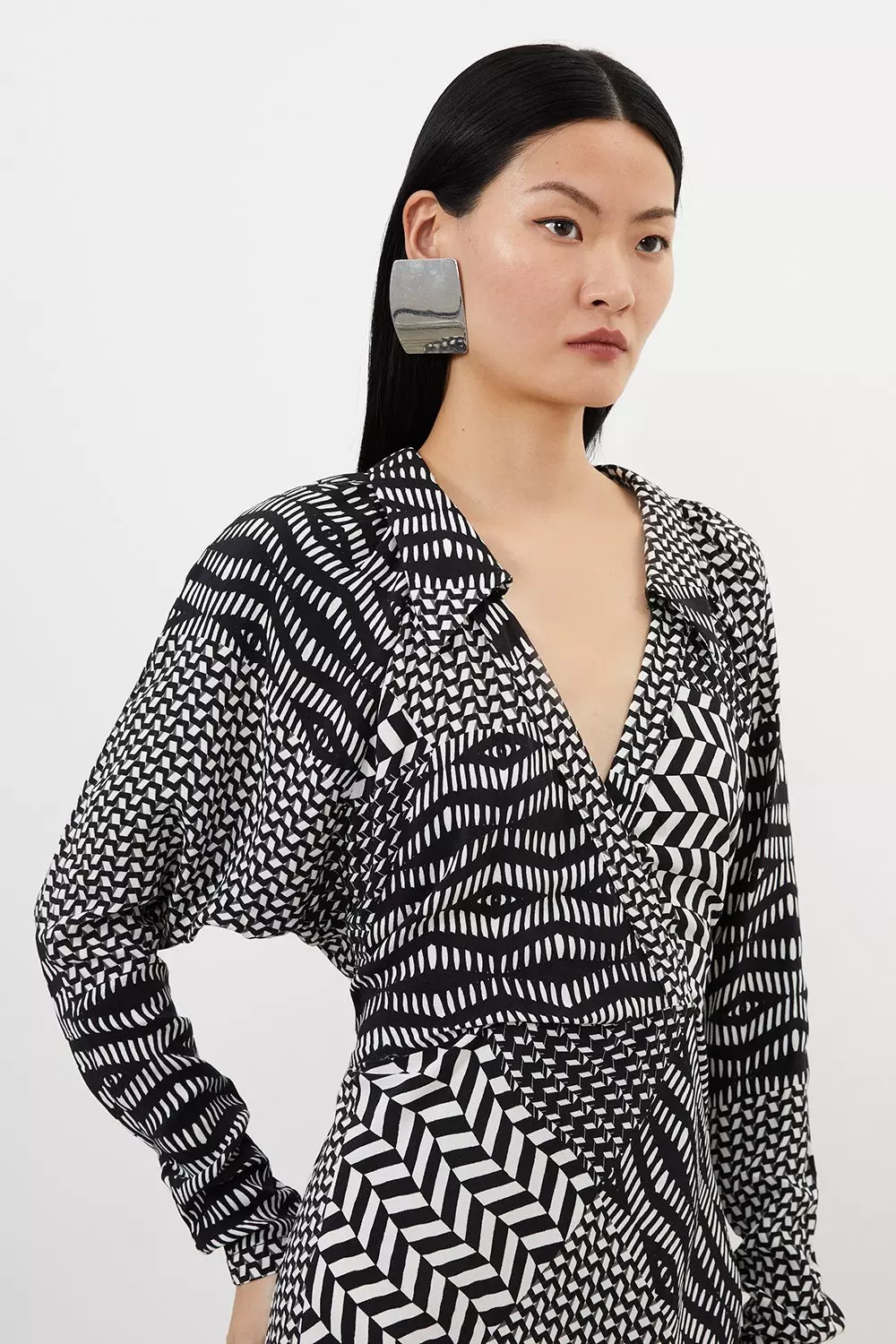 安心追跡付【KAREN MILLEN】イタリア テーラード ミダクシコート Italian Signature Citrus Print Cross Front Mini Dress