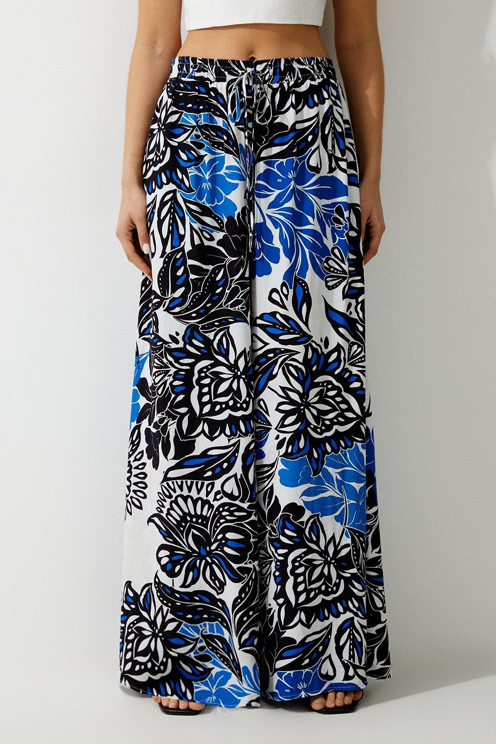 Cruise printed straight silk pants