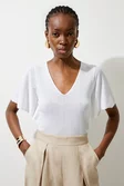 Lightweight Viscose Blend Summer Knit Angel Sleeve Top Lightweight Viscose Blend Summer Knit Angel Sleeve Top