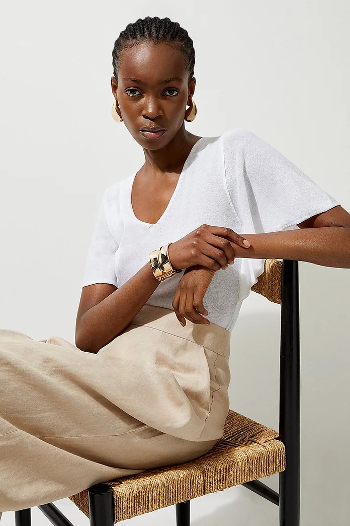 Lightweight Viscose Blend Summer Knit Angel Sleeve Top Lightweight Viscose Blend Summer Knit Angel Sleeve Top