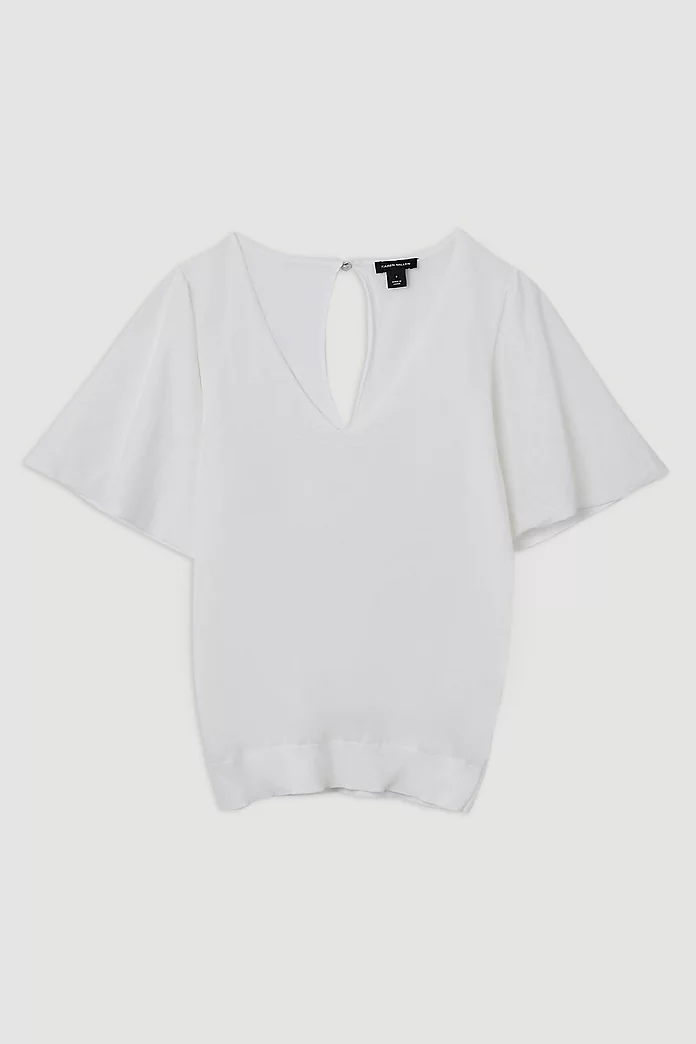 Lightweight Viscose Blend Summer Knit Angel Sleeve Top Lightweight Viscose Blend Summer Knit Angel Sleeve Top