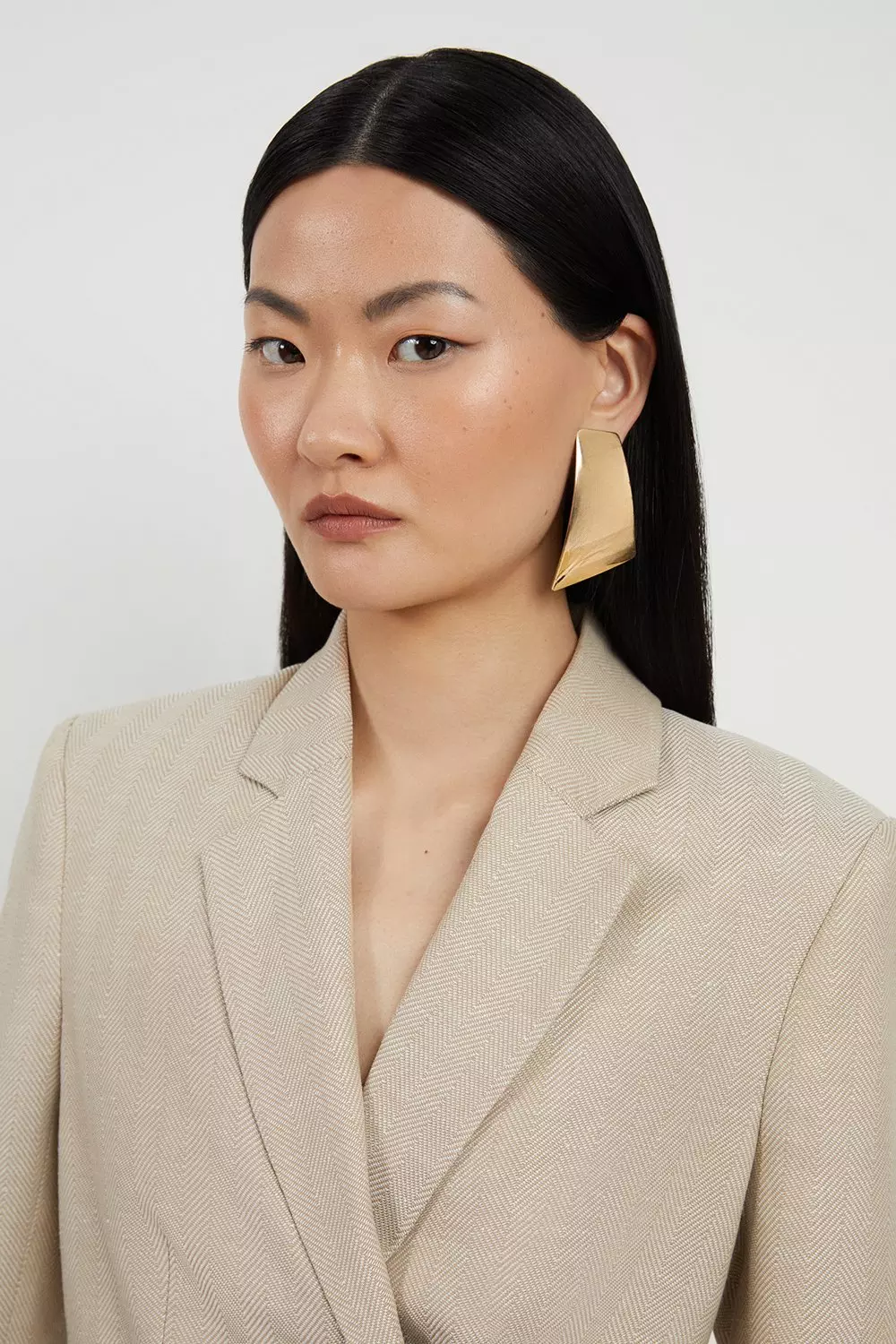 Premium Herringbone Linen Single Breasted Tailored Blazer