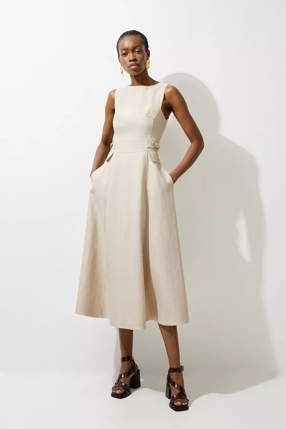 Linen midi dress on sale