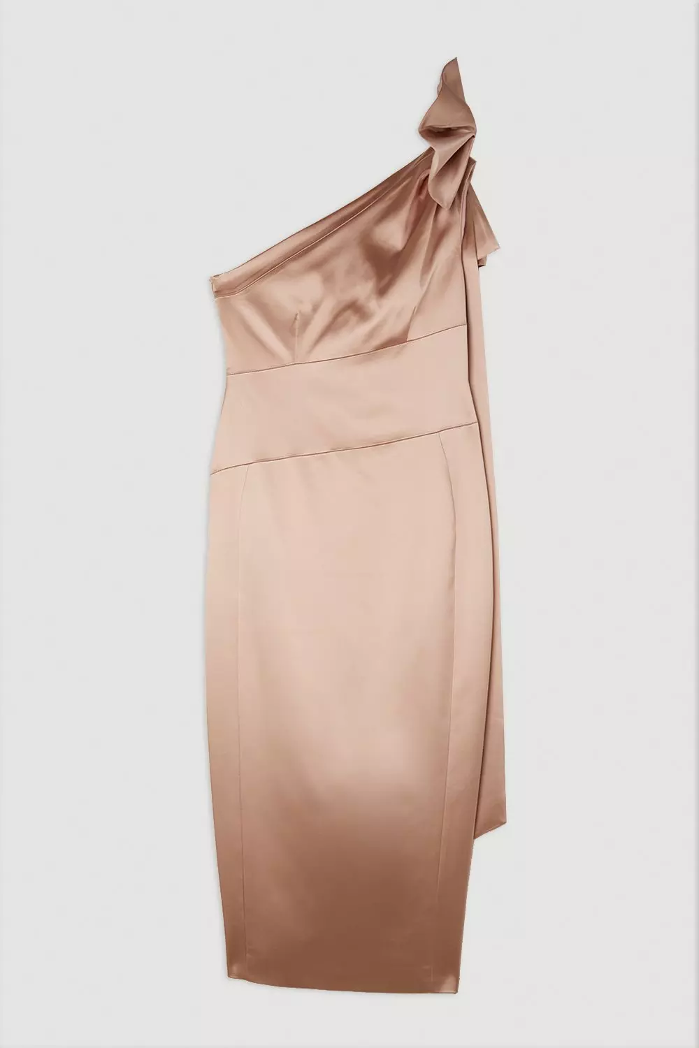 Italian Satin Drape Shoulder Tailored Midi Dress Karen Millen