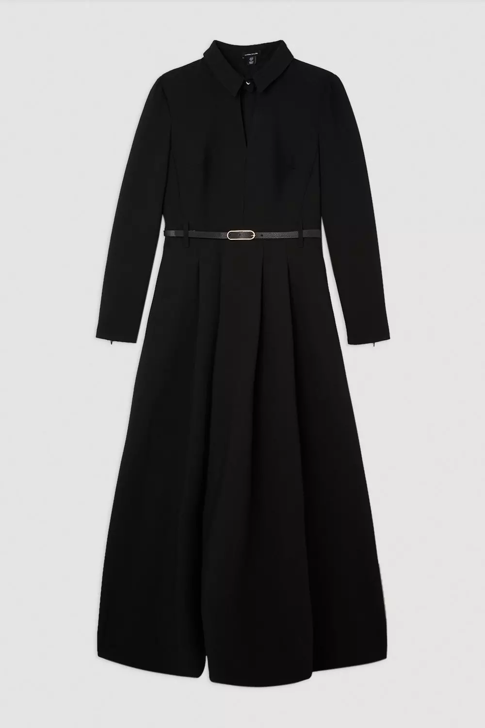 Clean Tailored Pleat Detail Full Skirted Shirt Dress | Karen