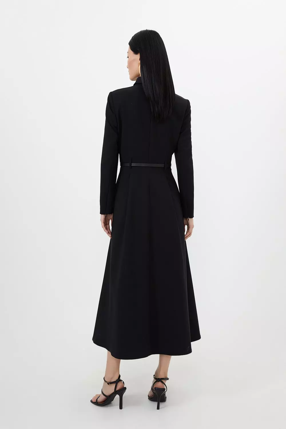 Petite Halter Neck Belted Full Skirted Shirt Dress | Karen